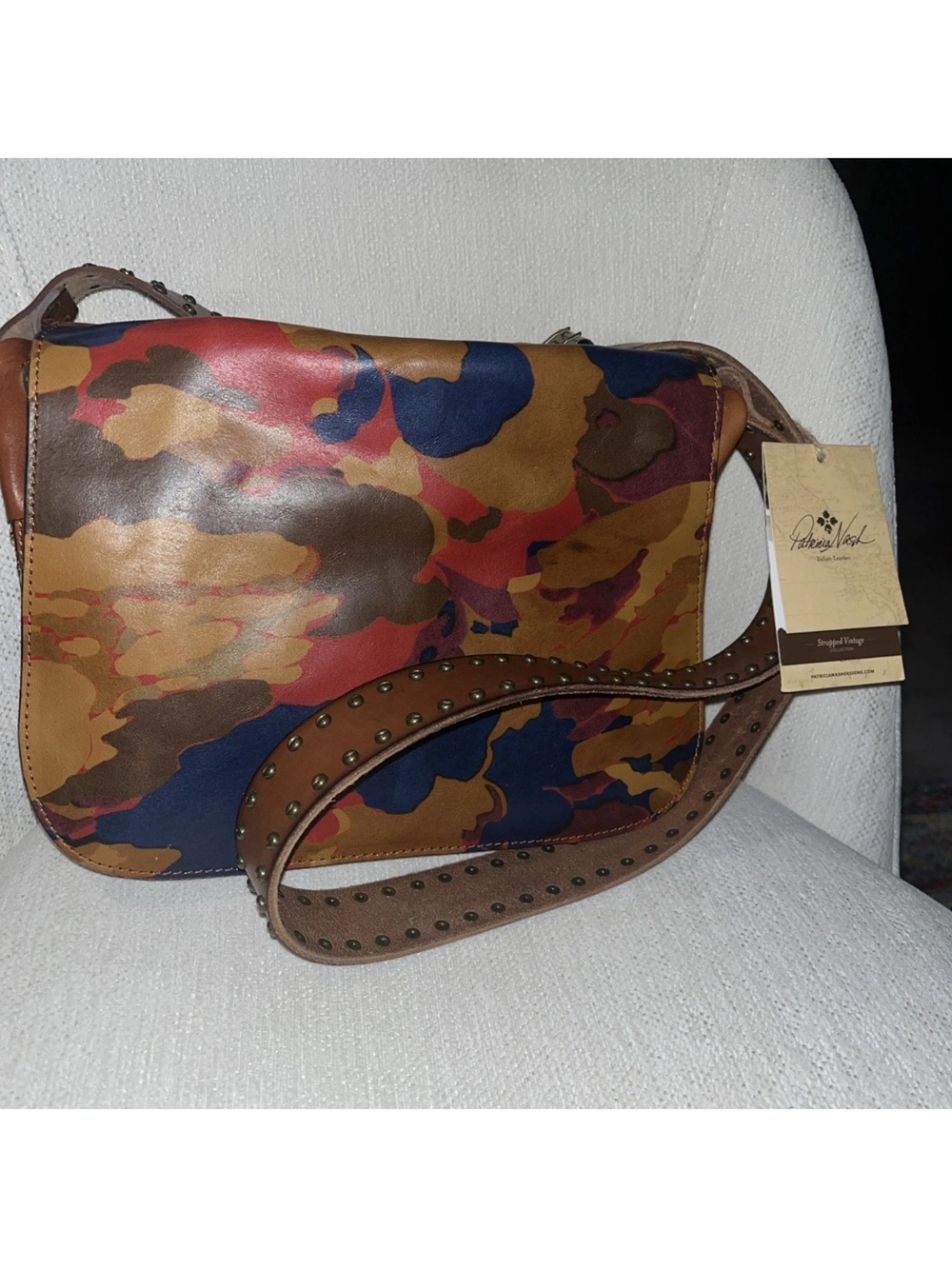 Patricia Nash Rosa Square Flap Saddle Bag in the Parisian Camo